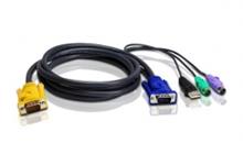 Шнур, мон+клав+мышь USB/PS2, SPHD=>HD DB15+USB A-Тип+2x6MINI-DIN, Male-4xMale, 8+8 проводов, опрессованный, 1.2 метр., черный, Aten 2L-5301UP фото, купить, цена, магазин