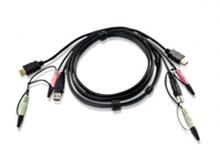 Шнур, мон+клав+мышь Кабель KVM USB HDMIT+2xRCA, Male-Male, опрессованный, 1.8 метр., черный, Aten 2L-7D02UH фото, купить, цена, магазин