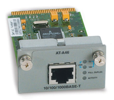 Single port 10/100/1000T copper gigabit module for 8024M, 8016F & 8500 series switches. Allied Telesis AT-A46 фото, купить, цена, магазин