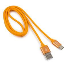 Кабель USB 2.0 Cablexpert CC-S-USBC01O-1M, AM/Type-C, серия Silver, длина 1м, оранжевый, блистер Cablexpert CC-S-USBC01O-1M фото, купить, цена, магазин