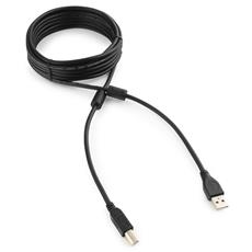 Кабель USB 2.0 Pro Cablexpert CCF2-USB2-AMBM-15, AM/BM, 4.5м, экран,2феррит.кольца, черный, пакет Cablexpert CCF2-USB2-AMBM-15 фото, купить, цена, магазин