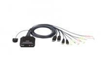 2-портовый, USB, DisplayPort, кабельный KVM-переключатель с пультом удаленного переключения порта, разрешение 2560 x 1600 при 60 Гц Aten CS22DP фото, купить, цена, магазин