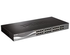 WEB SmartPro Switch with 24 ports 10/100/1000Mbps and 4 ports 100/1000 SFP Fanless, 802.3x Flow Control, 4094 v 802.1Q VLAN, 802 D-Link DGS-1500-28 фото, купить, цена, магазин