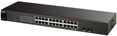 ZyXEL GS-1124A 24-портовый коммутатор Gigabit Ethernet с 24 разъемами RJ-45 из которых 2 совмещены с SFP-слотами ZyXEL GS-1124A фото, купить, цена, магазин