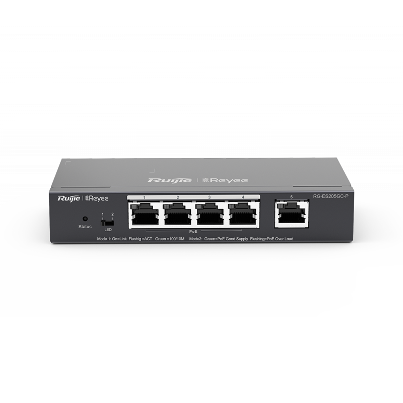 Коммутатор смарт 5*1Гб/c, 4 порта POE, бюджет 54 Вт, металлический корпус Ruijie RG-ES205GC-P фото, купить, цена, магазин