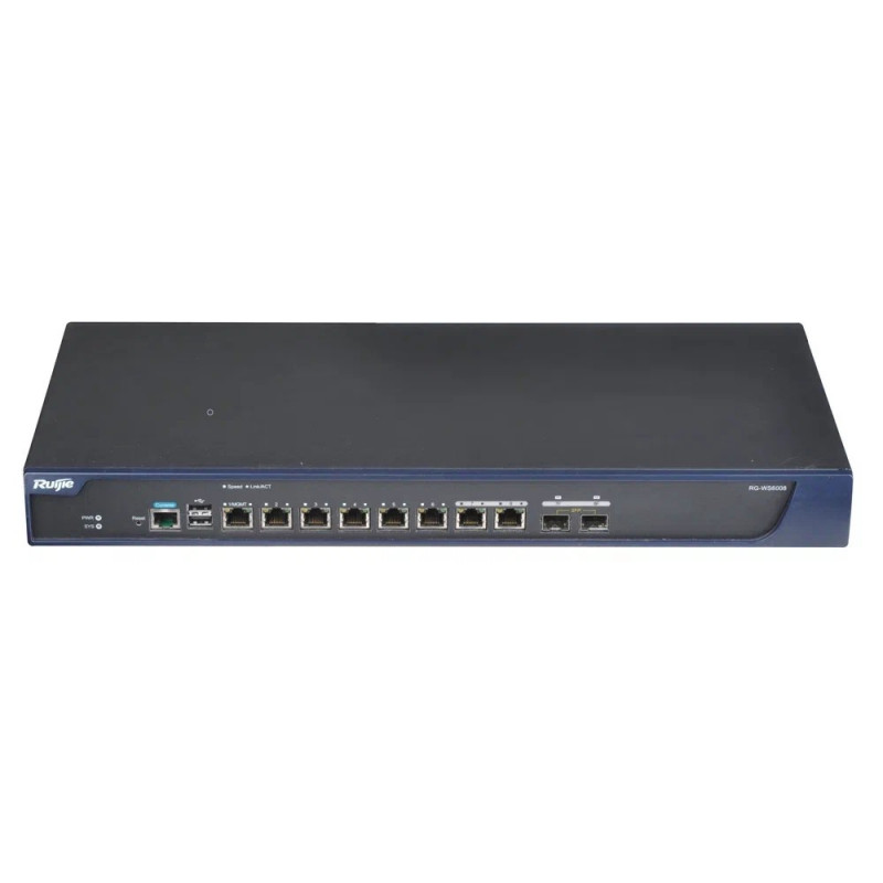 Next-Gen Wireless Controller, 6 1000BASE-T ports, 2 1000BASE-T/1000BASE-X combo ports, 32 APs by default, maximum 200 APs ,or maximum 400 Wall APs by License up Ruijie RG-WS6008 фото, купить, цена, магазин