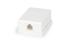 SB-1-6P4C-C2-WH Розетка телефонная RJ-12(6P4C), одинарная, внешняя, белая Hyperline SB-1-6P4C-C2-WH фото, купить, цена, магазин