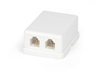 SB-2-6P4C-C2-WH Розетка телефонная RJ-12(6P4C), двойная, внешняя, белая Hyperline SB-2-6P4C-C2-WH фото, купить, цена, магазин