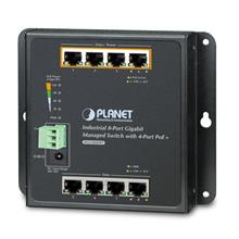 IP30, IPv6/IPv4, 8-Port 1000TP Wall-mount Managed Ethernet Switch with 4-Port 802.3AT POE+ (-40 to 75 C), dual redundant power input on 48-56VDC terminal block Planet WGS-804HPT фото, купить, цена, магазин