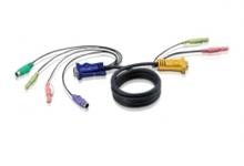 Шнур, мон+клав+мышь PS/2+аудио, SPHD15+2xRCA=>HD DB15+2x6MINI-DIN+2xRCA, Male, 8+2x6+2x2 проводов, опрессованный, 0.8 метр., черный, Aten 2L-5301P фото, купить, цена, магазин