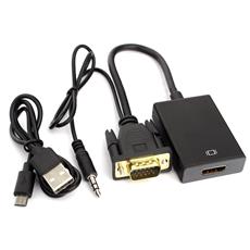 Переходник VGA (M) -> HDMI (F) Cablexpert A-VGA-HDMI-01, 19M/15F, длина 15см, аудиовыход Jack 3,5 (M), питание от USB Cablexpert A-VGA-HDMI-01 фото, купить, цена, магазин