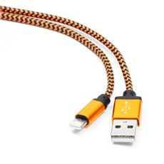 Кабель USB 2.0 Cablexpert CC-ApUSB2oe1m, AM/Lightning 8P, 1м, нейлоновая оплетка, алюминиевые разъемы, оранжевый, пакет Cablexpert CC-ApUSB2oe1m фото, купить, цена, магазин