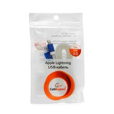 Кабель USB 2.0 Cablexpert CC-ApUSBb1m, AM/Lightning 8P, 1м, мультиразъем USB A, силиконовый шнур, разъемы синий металлик, пакет Cablexpert CC-ApUSBb1m фото, купить, цена, магазин