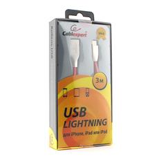 Кабель Cablexpert для Apple CC-G-APUSB01R-3M, AM/Lightning, серия Gold, длина 3м, красный, блистер Cablexpert CC-G-APUSB01R-3M фото, купить, цена, магазин