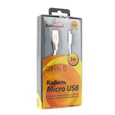 Кабель USB 2.0 Cablexpert CC-G-mUSB01W-3M, AM/microB, серия Gold, длина 3м, белый, блистер Cablexpert CC-G-mUSB01W-3M фото, купить, цена, магазин