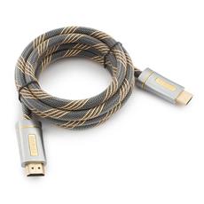Кабель HDMI Cablexpert, серия Platinum, 1,8 м, v2.0, M/M, позол.разъемы, серебристый металлический корпус, нейлоновая оплетка, блистер Cablexpert CC-P-HDMI02-1.8M фото, купить, цена, магазин