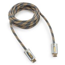 Кабель HDMI Cablexpert, серия Platinum, 3 м, v2.0, M/M, позол.разъемы, серебристый металлический корпус, нейлоновая оплетка, блистер Cablexpert CC-P-HDMI02-3M фото, купить, цена, магазин