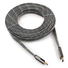 Кабель HDMI Cablexpert, серия Platinum, 4,5 м, v2.0, M/M, плоский, позол.разъемы, металлический корпус, нейлоновая оплетка, блистер Cablexpert CC-P-HDMI04-4.5M фото, купить, цена, магазин