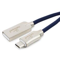 Кабель USB 2.0 Cablexpert CC-P-mUSB02Bl-1M, AM/microB, серия Platinum, длина 1м, синий, нейлоновая оплетка, блистер Cablexpert CC-P-mUSB02Bl-1M фото, купить, цена, магазин