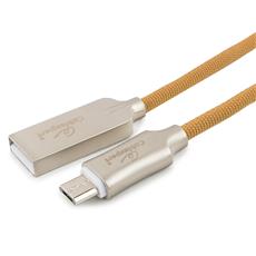 Кабель USB 2.0 Cablexpert CC-P-mUSB02Gd-1M, AM/microB, серия Platinum, длина 1м, золотой, нейлоновая оплетка, блистер Cablexpert CC-P-mUSB02Gd-1M фото, купить, цена, магазин