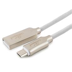 Кабель USB 2.0 Cablexpert CC-P-mUSB02W-1M, AM/microB, серия Platinum, длина 1м, белый, нейлоновая оплетка, блистер Cablexpert CC-P-mUSB02W-1M фото, купить, цена, магазин