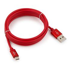 Кабель USB 2.0 Cablexpert CC-S-mUSB01R-1.8M, AM/microB, серия Silver, длина 1.8м, красный, блистер Cablexpert CC-S-mUSB01R-1.8M фото, купить, цена, магазин