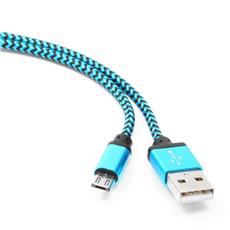 Кабель USB 2.0 Cablexpert CC-mUSB2bl1m, AM/microBM 5P, 1м, нейлоновая оплетка, алюминиевые разъемы, синий, пакет Cablexpert CC-mUSB2bl1m фото, купить, цена, магазин