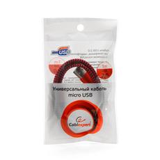Кабель USB 2.0 Cablexpert CC-mUSB2pe1m, AM/microBM 5P, 1м, нейлоновая оплетка, алюминиевые разъемы, фиолетовый, пакет Cablexpert CC-mUSB2pe1m фото, купить, цена, магазин