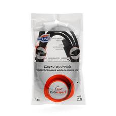Кабель USB 2.0 Cablexpert CC-mUSBDS-1M, двусторонние разъемы, AM/microB 5P, 1м, пакет Cablexpert CC-mUSBDS-1M фото, купить, цена, магазин