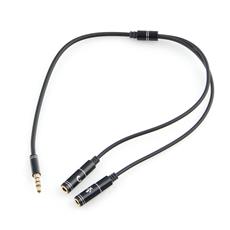 Кабель аудио Cablexpert CCAB-02-35MYHM-0.2MB. 3.5 джек 4pin(M)/2х 3.5 джек(F) наушники и микрофон, черный, 0.2м, блистер Cablexpert CCAB-02-35MYHM-0.2MB фото, купить, цена, магазин