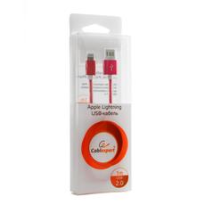 Кабель USB 2.0 Cablexpert CCB-ApUSBr1m, AM/Lightning 8P, 1м, мультиразъем USB A, армированная оплетка, разъемы розовый металлик, блистер Cablexpert CCB-ApUSBr1m фото, купить, цена, магазин