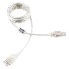 Кабель удлинитель USB2.0 Pro Cablexpert CCF-USB2-AMAF-TR-2M, AM/AF, 2м, экран, феррит. кольцо, прозрачный, пакет Cablexpert CCF-USB2-AMAF-TR-2M фото, купить, цена, магазин