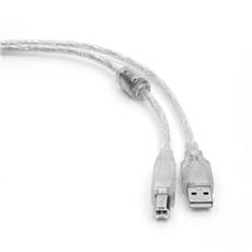 Кабель USB 2.0 Pro Cablexpert CCF-USB2-AMBM-TR-15, AM/BM, 4,5м, экран, феррит.кольцо, прозрачный, пакет Cablexpert CCF-USB2-AMBM-TR-15 фото, купить, цена, магазин