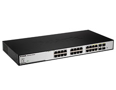 Gigabit Smart Switch with 24 10/100/1000Base-T POE ports and 4 combo 1000Base-T/MiniGBIC (SFP) ports D-Link DGS-1224TP/GE фото, купить, цена, магазин