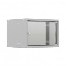 Шкаф настенный телекоммуникационный NTSS LIME 6U 550х450х370мм, 2 профиля 19, дверь стеклянная, боковые стенки несъемные, разобранный, серый RAL 7035 Emilink NTSS-WL6U5545GS фото, купить, цена, магазин