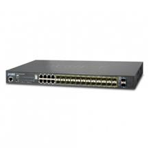 IPv6 L2+/L4 24-Port 100/1000X SFP with 8 Shared TP + 2-Port 10G SFP+ Managed stackable Switch, W/ 48V Redundant Power, trunking stack up to 16 units Planet SGS-5220-24S2XR фото, купить, цена, магазин