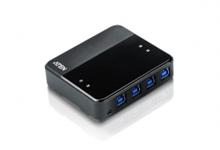 Переключатель, электрон., USB, 2 User > 4 устройства + клавиатура + мышь, 2 USB A-тип > 4 USB A-тип, Male > Female, со встроен. шнурами 2х1.2м., (USB 3.0) Aten US434 фото, купить, цена, магазин